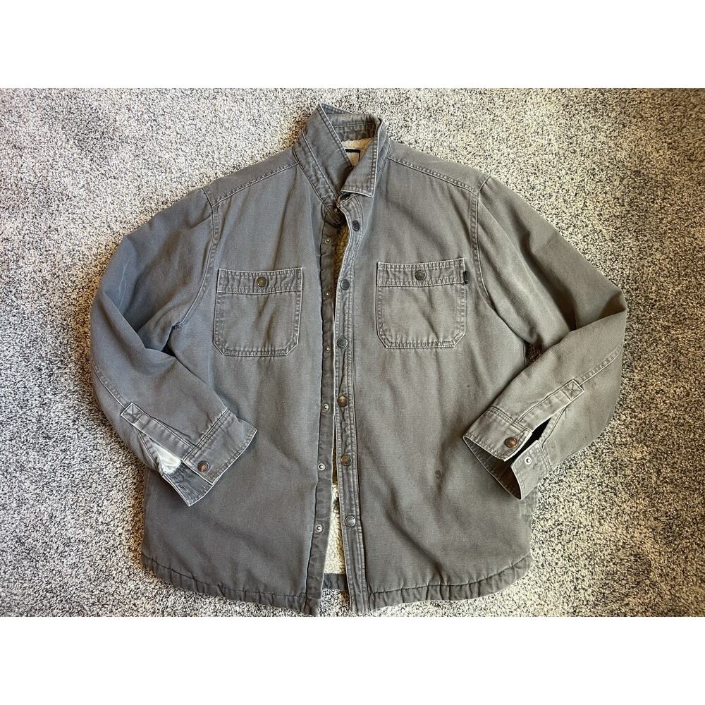 Evergreen Men's Work Chore Jacket Coat Sherpa Lined Button-up Size Medium